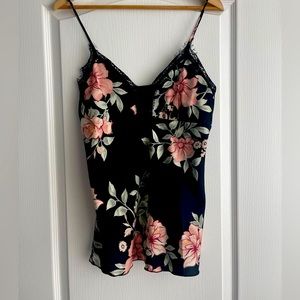 Beautiful black floral tank top.